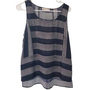 Dahlya navy striped sleeves lightweight top high low hem sz M